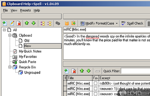 Screenshot of Clipboard Help and Spell - User interface