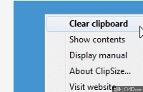 Screenshot of ClipSize - Displays clipboard size and allows clearing the clipboard