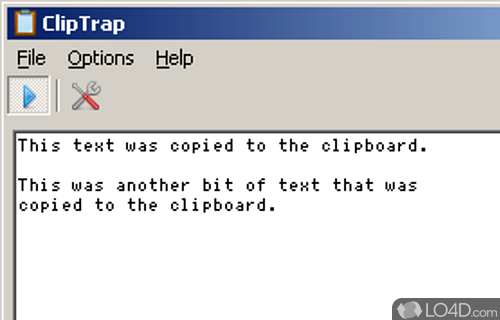 Screenshot of ClipTrap - Is designed to record all copied texts, hyperlinks, network IPs