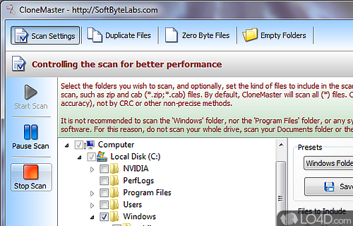 Screenshot of CloneMaster - Will find true duplicate files (byte for byte)