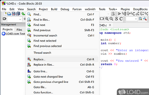 Free configurable IDE - Screenshot of Code::Blocks
