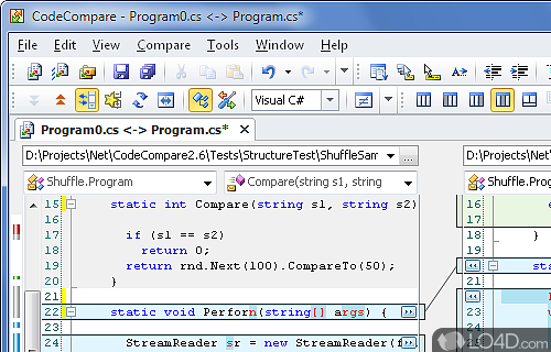 Screenshot of CodeCompare - Editing features