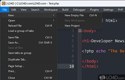Customizable Integrated Development Environment specialized in C, C++, JavaScript and PHP - Screenshot of CodeLite