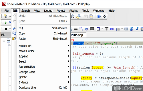 Support for several file formats and frameworks - Screenshot of CodeLobster PHP Edition