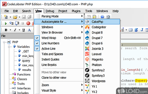 Preview files and their properties - Screenshot of CodeLobster PHP Edition