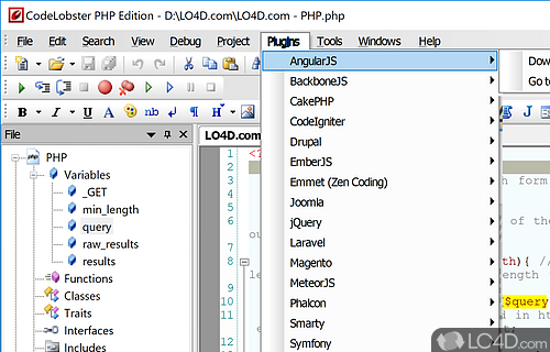 IDE for PHP, HTML, CSS and JS - Screenshot of CodeLobster PHP Edition