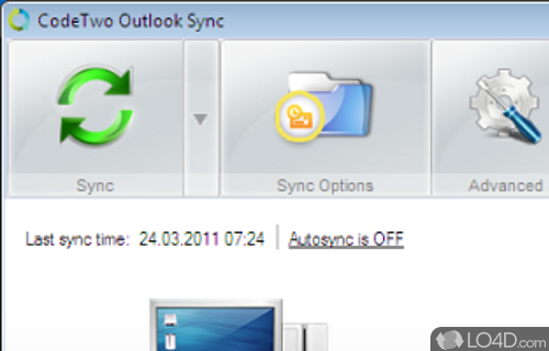 Screenshot of CodeTwo Outlook Sync - Sync Outlook data via LAN
