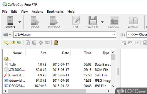 User interface - Screenshot of CoffeeCup Free FTP