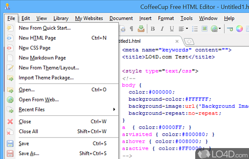 CoffeeCup Free HTML Editor screenshot