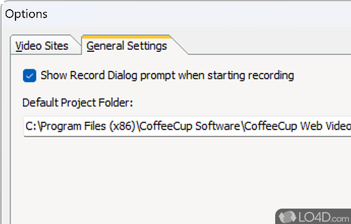 Configuration settings - Screenshot of CoffeeCup WebCam
