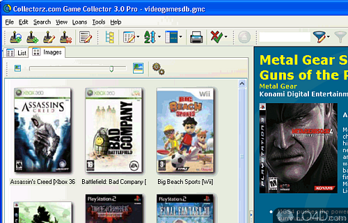 Screenshot of Game Collector - User interface