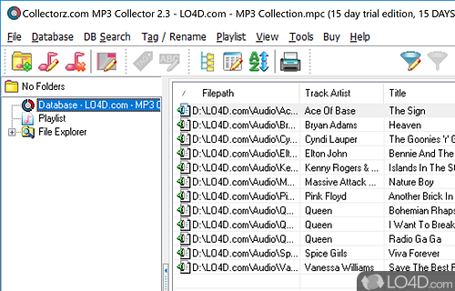 User interface - Screenshot of MP3 Collector