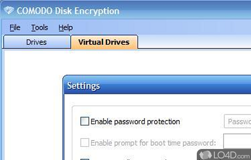Screenshot of Comodo Disk Encryption - Keep PC's information inside computer and out of the hands of hackers, thieves and online scammers by encrypting partitions
