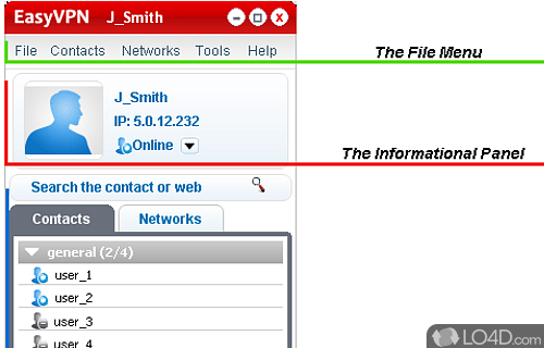 Screenshot of Comodo EasyVPN - N instant messaging software app that allows any user to create a secure