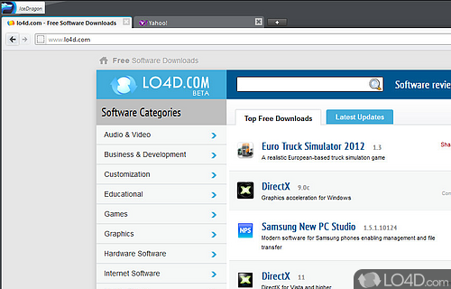 Screenshot of Comodo IceDragon - Mozilla-based browser with Facebook integration, providing secure Internet navigation within a