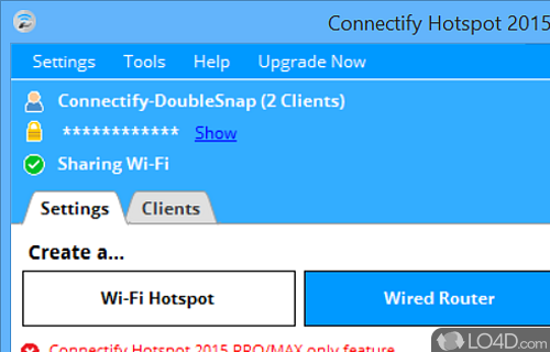 Quick WiFi setup process - Screenshot of Connectify Hotspot
