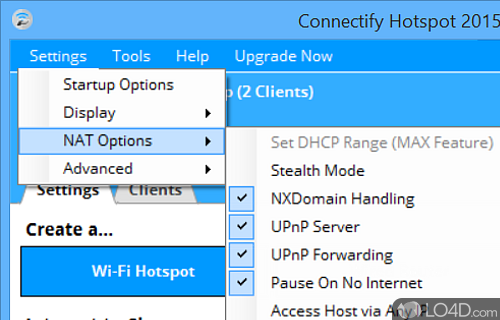Make a WiFi hotspot with WEP / WPA2 keys - Screenshot of Connectify Hotspot