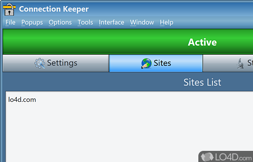 User interface - Screenshot of Connection Keeper