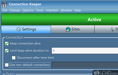 Prevet the internet connection to drop - Screenshot of Connection Keeper