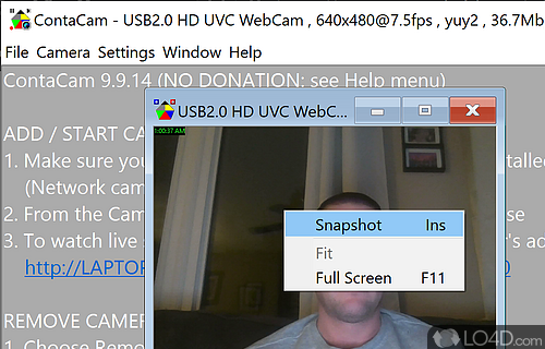 Webcam surveillance - Screenshot of ContaCam