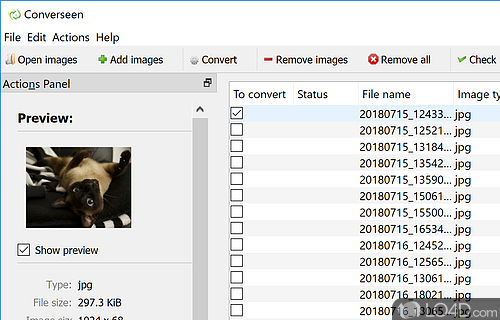 Software solution that can help you to easily convert a large number of photos - Screenshot of Converseen