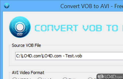 User interface - Screenshot of Convert VOB to AVI