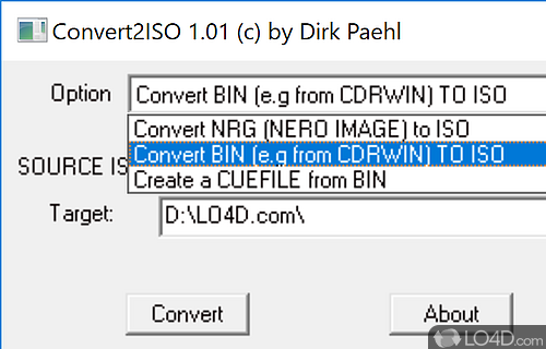 User interface - Screenshot of Convert2ISO