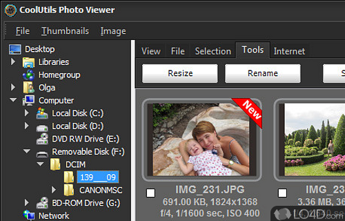 Screenshot of Coolutils Photo Viewer - Photo viewing software that offers you a convenient method of browsing through picture folders