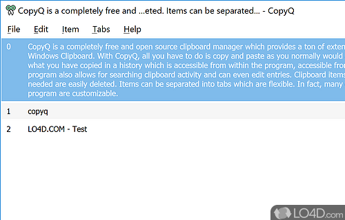 System tray accessibility - Screenshot of CopyQ