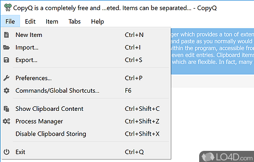 Manage Clipboard content and configure app settings - Screenshot of CopyQ