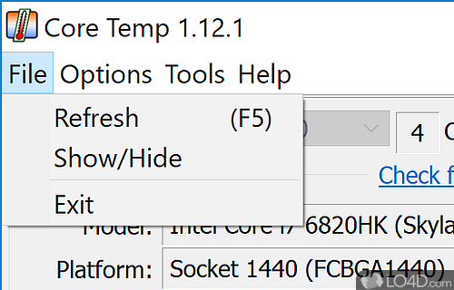 Examine processor information and temperature readings - Screenshot of Core Temp