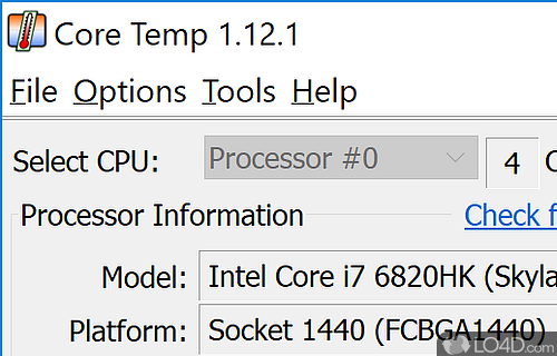 Classical interface and system tray indicators - Screenshot of Core Temp