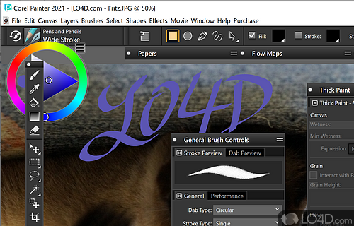 Drawing, painting, and printmaking - Screenshot of Corel Painter