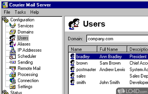Screenshot of Courier Mail Server - E-mail server for both office and home networks that use to manage and organize e-mails and related tasks