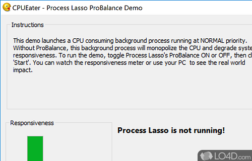Launch threads in the background that eat up CPU in order to test Process Lasso's ProBalance technology - Screenshot of CPU Eater