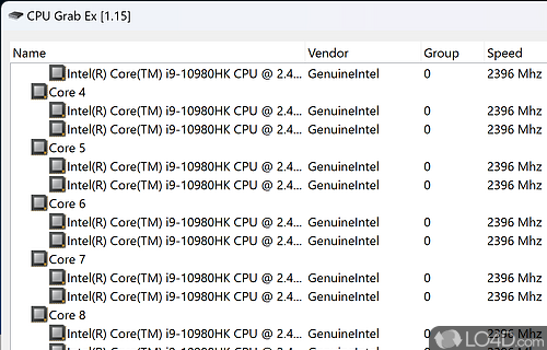 Keep an eye on CPU usage - Screenshot of CPU Grab Ex