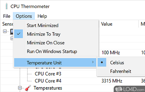 User interface - Screenshot of CPU Thermometer