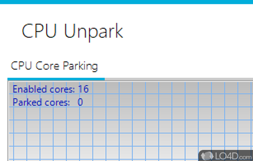 Screenshot of CPU Unpark - Adjust the number of cores available to run threads (active cores)