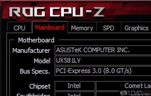Setup and interface - Screenshot of CPU-Z ROG
