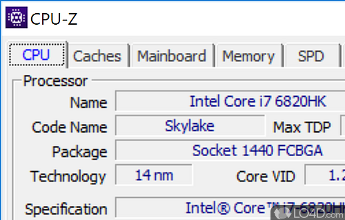 View detailed information on PC's CPU, memory, mainboard, caches, graphics - Screenshot of CPU-Z