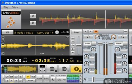 Screenshot of MixVibes Cross DJ Free - Powerful audio mixing program that offers support for dual decks