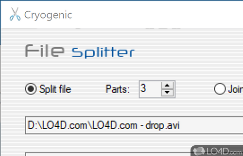 Split large files - Screenshot of Cryogenic FileSplitter