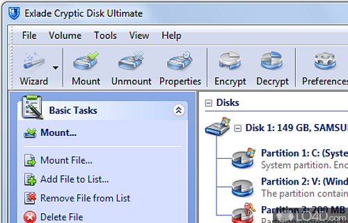 Screenshot of Cryptic Disk - Encrypt and decrypt disk partitions, as well as other external devices, and create encrypted containers