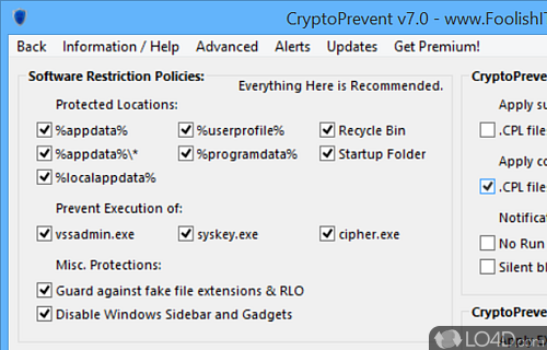 Protect your computer against the CryptoLocker worm - Screenshot of CryptoPrevent