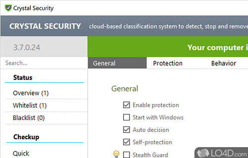 Uncomplicated utility with a basic set of features - Screenshot of Crystal Security