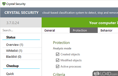 Complementary security solution - Screenshot of Crystal Security