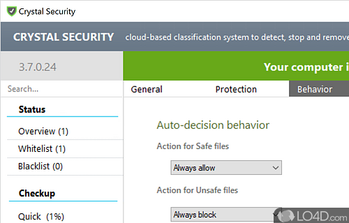 Cloud antivirus and anti-malware - Screenshot of Crystal Security