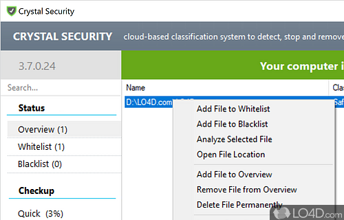 Cloud-Based Security - Screenshot of Crystal Security