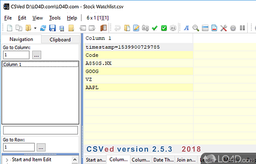 Powerful CSV file editor - Screenshot of CSVed