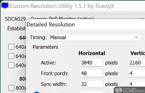Creates custom detailed resolutions - Screenshot of Custom Resolution Utility